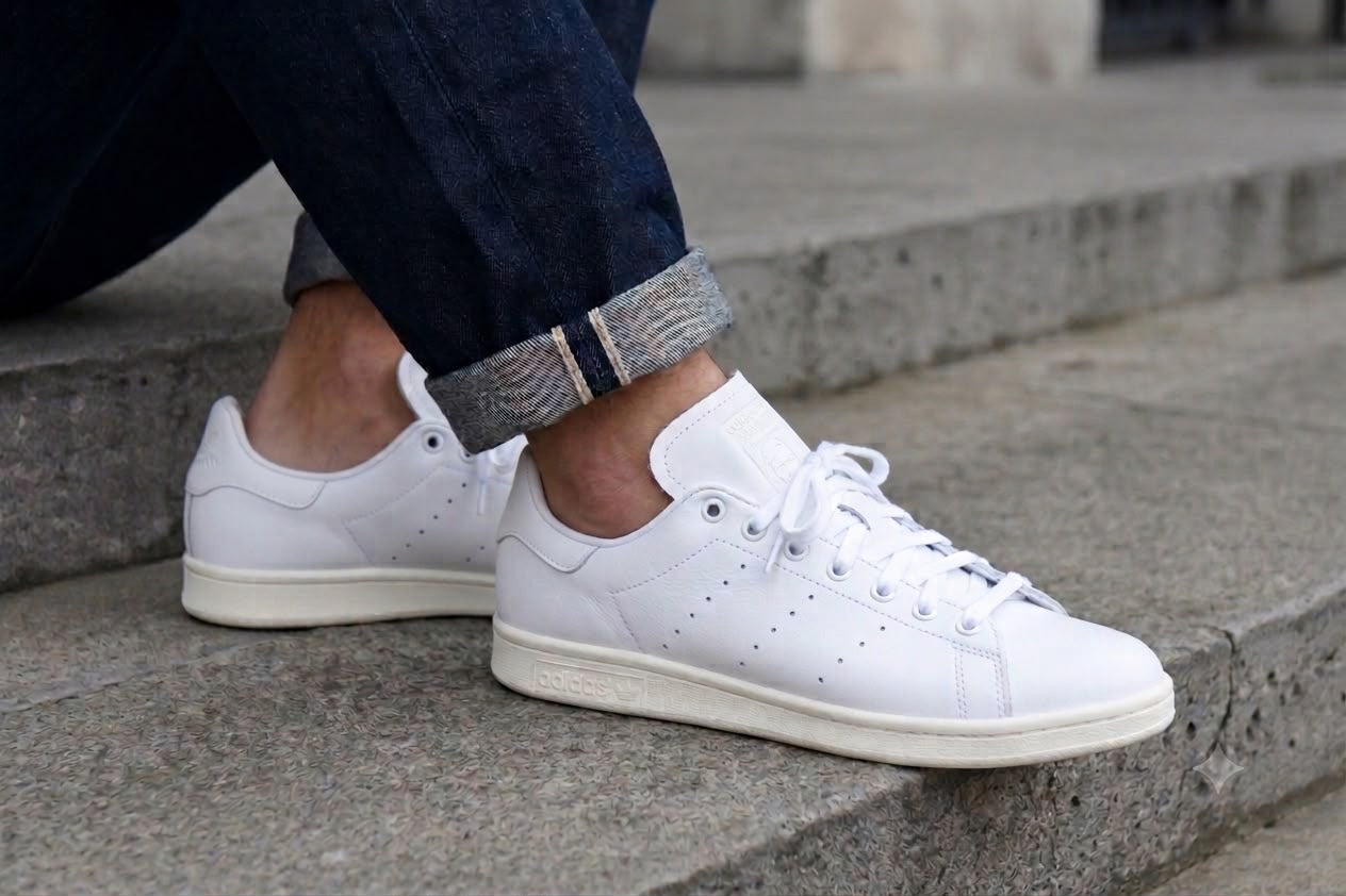 Baskets Adidas Stan Smith Originales – Blanc / Bleu Marine