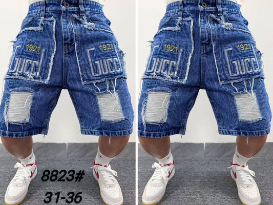 Short Jean Homme Patchwork Denim Bleu – Style Urbain Tendance
