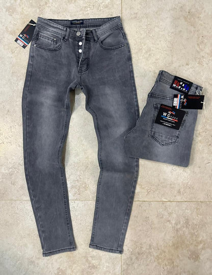 Pantalon Jean Slim Fit pour Homme – Coupe Ajustée avec Boutons Apparents