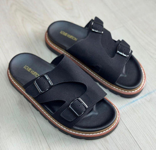 Sandales "Grand Dakar" Premium – Confort Absolu & Style Sénégalais (Camel & Black)