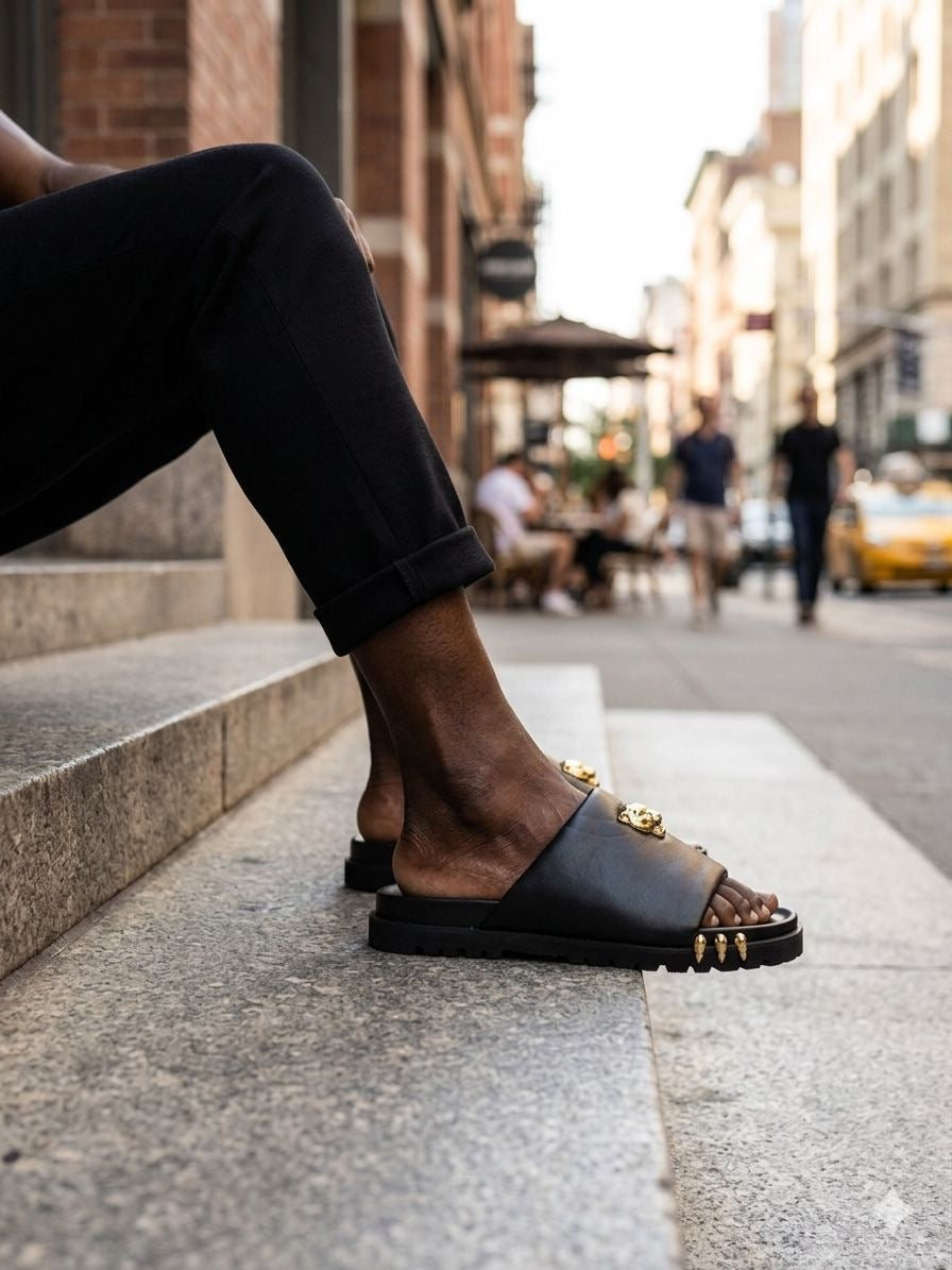 Titre du Produit : Sandale "Dakar Prestige" – Cuir & Confort Absolu