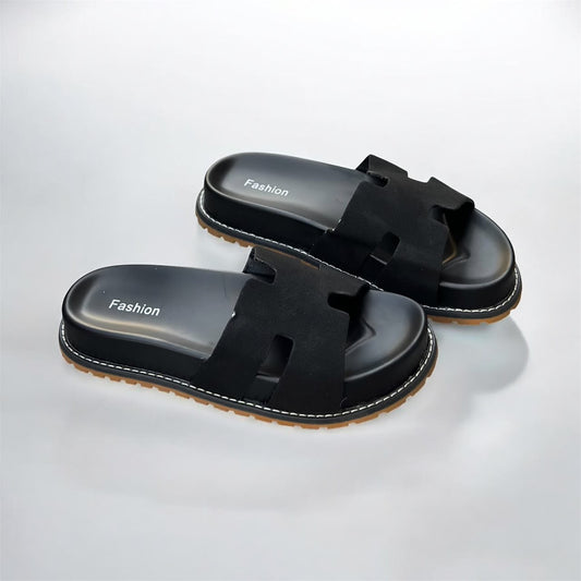 Sandales Claquettes Style "H" Marron pour Homme – Collection Été