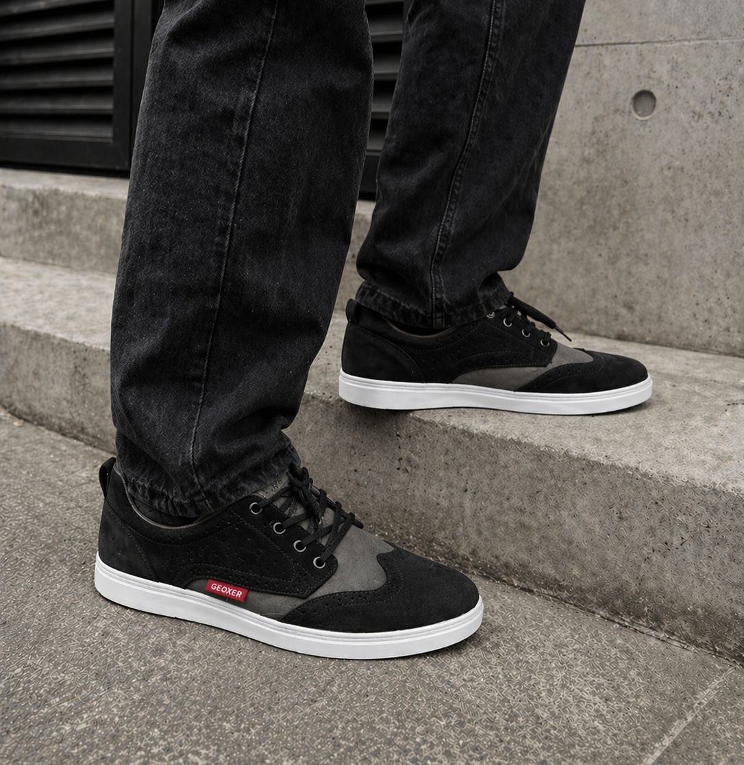 Baskets GEOXER "Street Luxury" – L’Élégance Urbaine (Noir & Gris Anthracite)