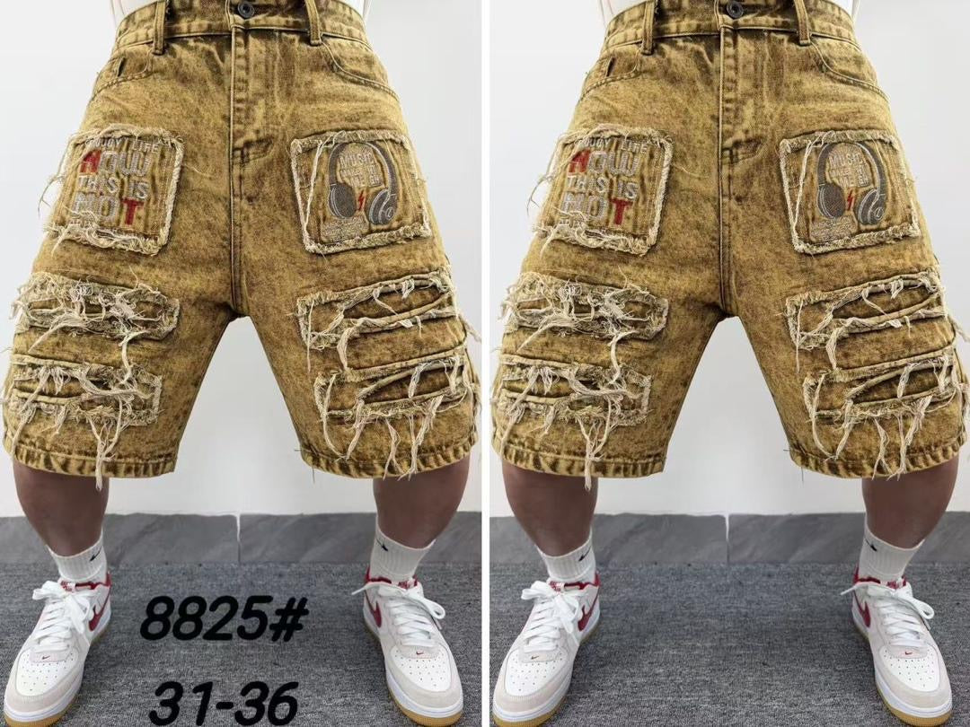 Short Jean Homme Patchwork Denim Bleu – Style Urbain Tendance