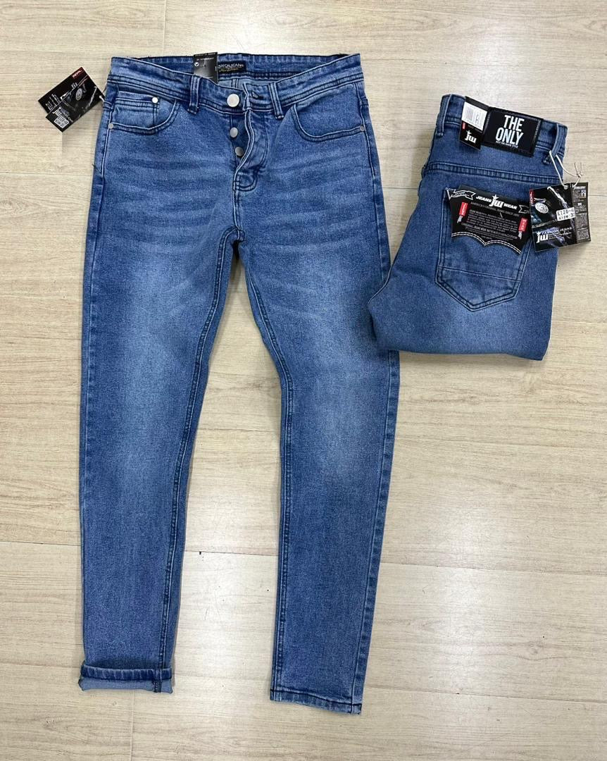 Pantalon Jean Slim Fit pour Homme – Coupe Ajustée avec Boutons Apparents