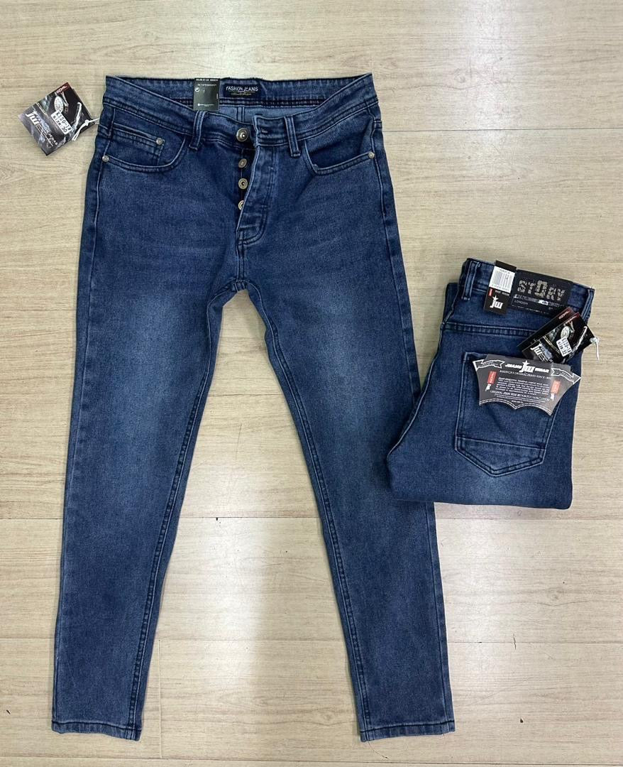 Pantalon Jean Slim Fit pour Homme – Coupe Ajustée avec Boutons Apparents